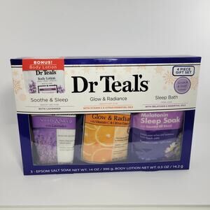 New Dr. Teals Glow & Radiance Epson Salt Sleep Bath Set